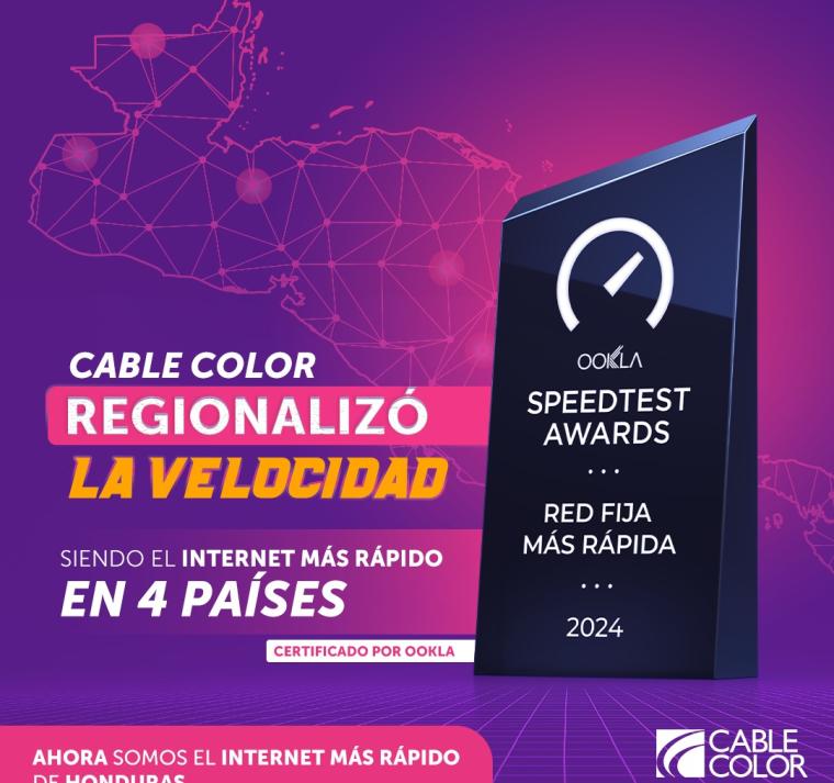 Cable Color recibe premio de firma internacional por tener la red fija más rápida de Honduras 