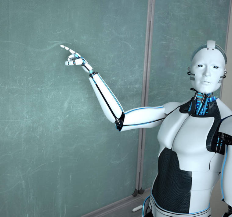 Educación del futuro con robots reemplazando a los maestros